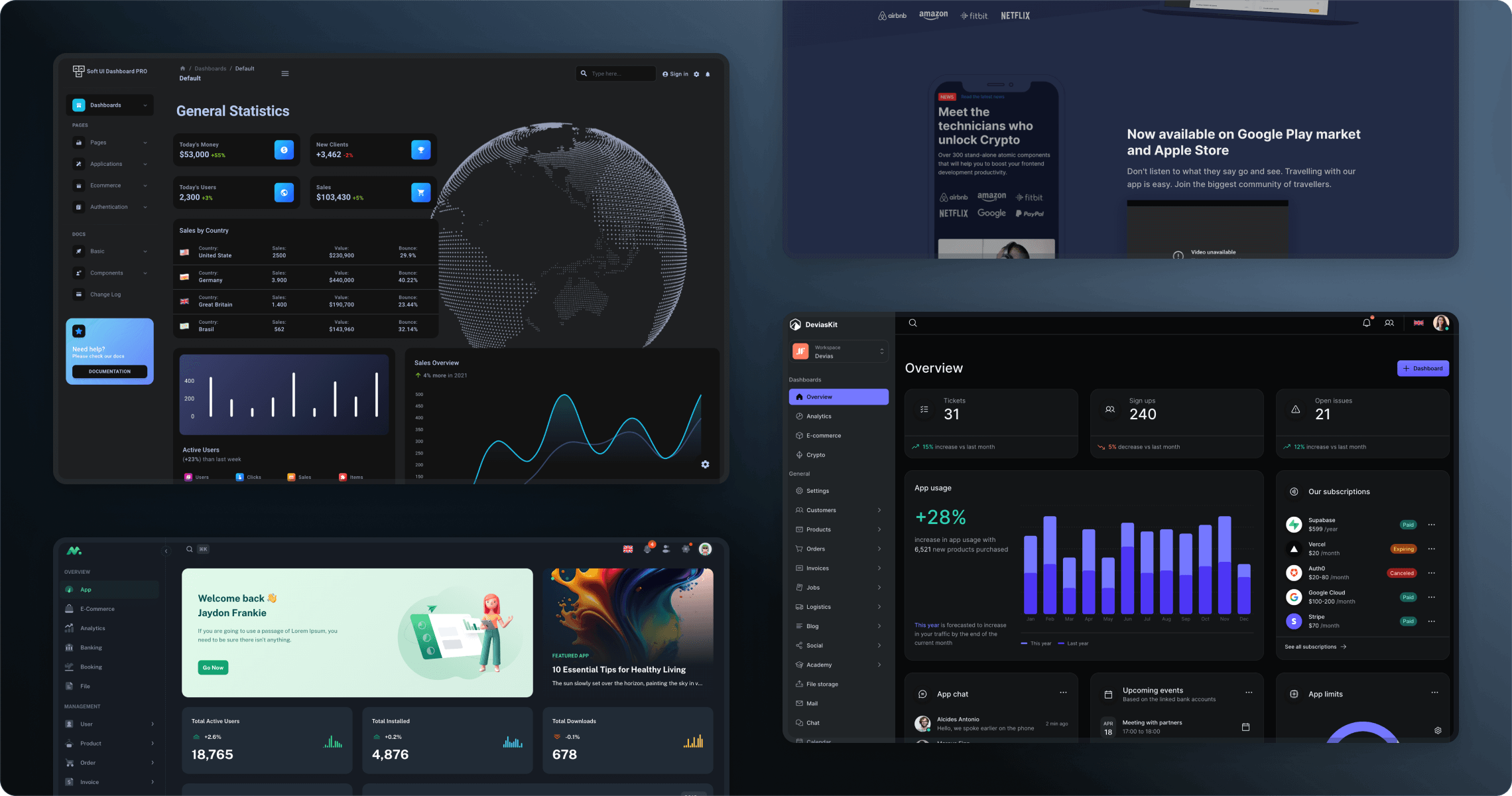 The MUI Store includes several carefully curated React templates using Material UI
